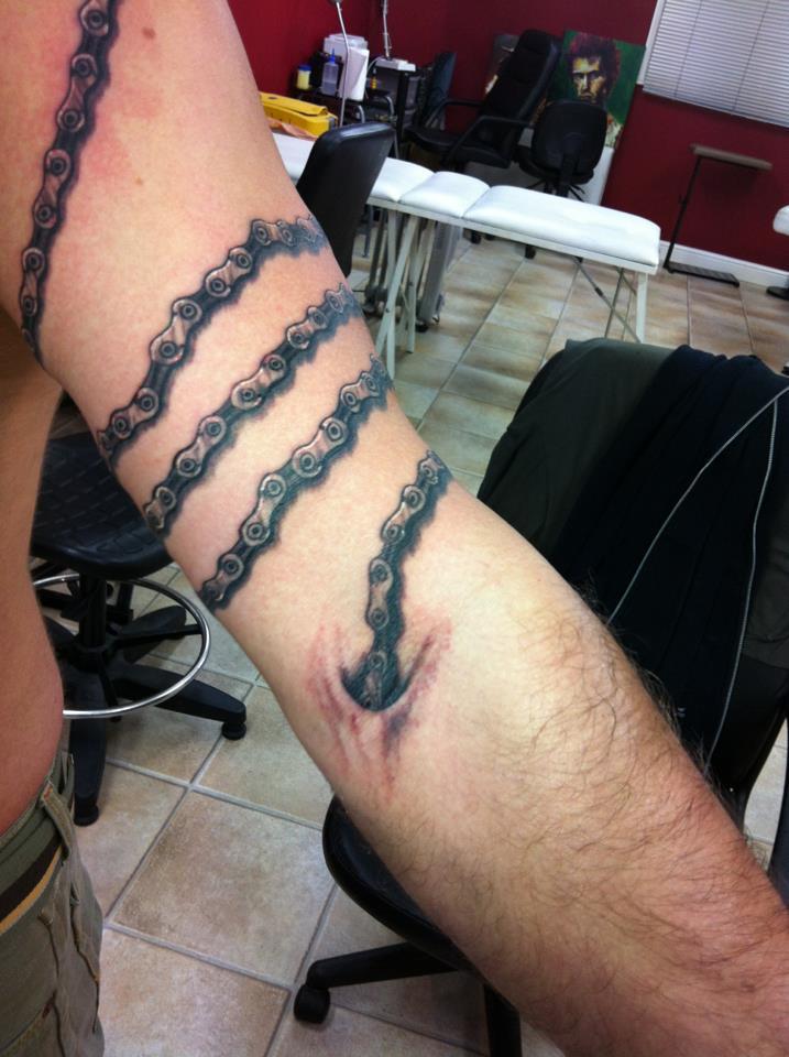 Cycle Chain Tattoo for men on arm