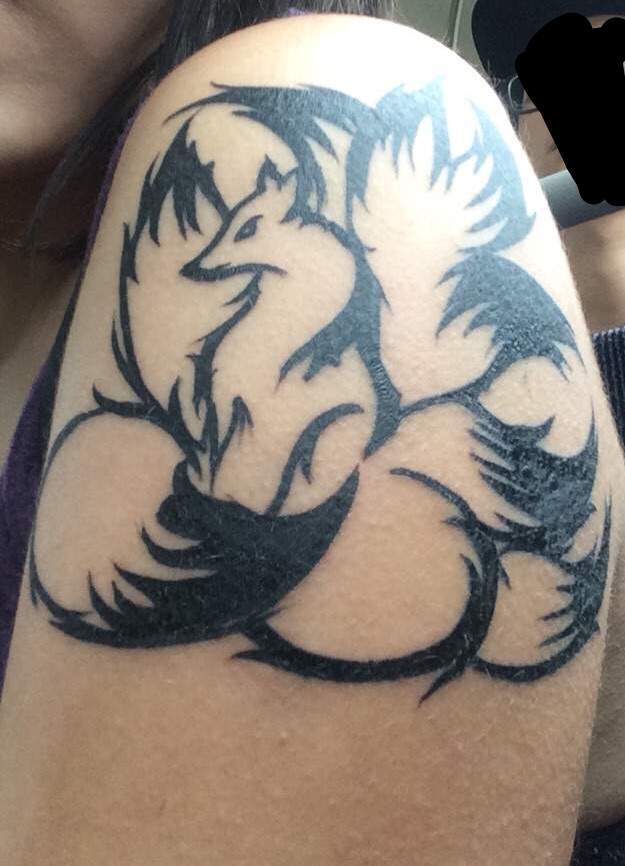 Nine Tailed Fox Tattoo on shoulder for women