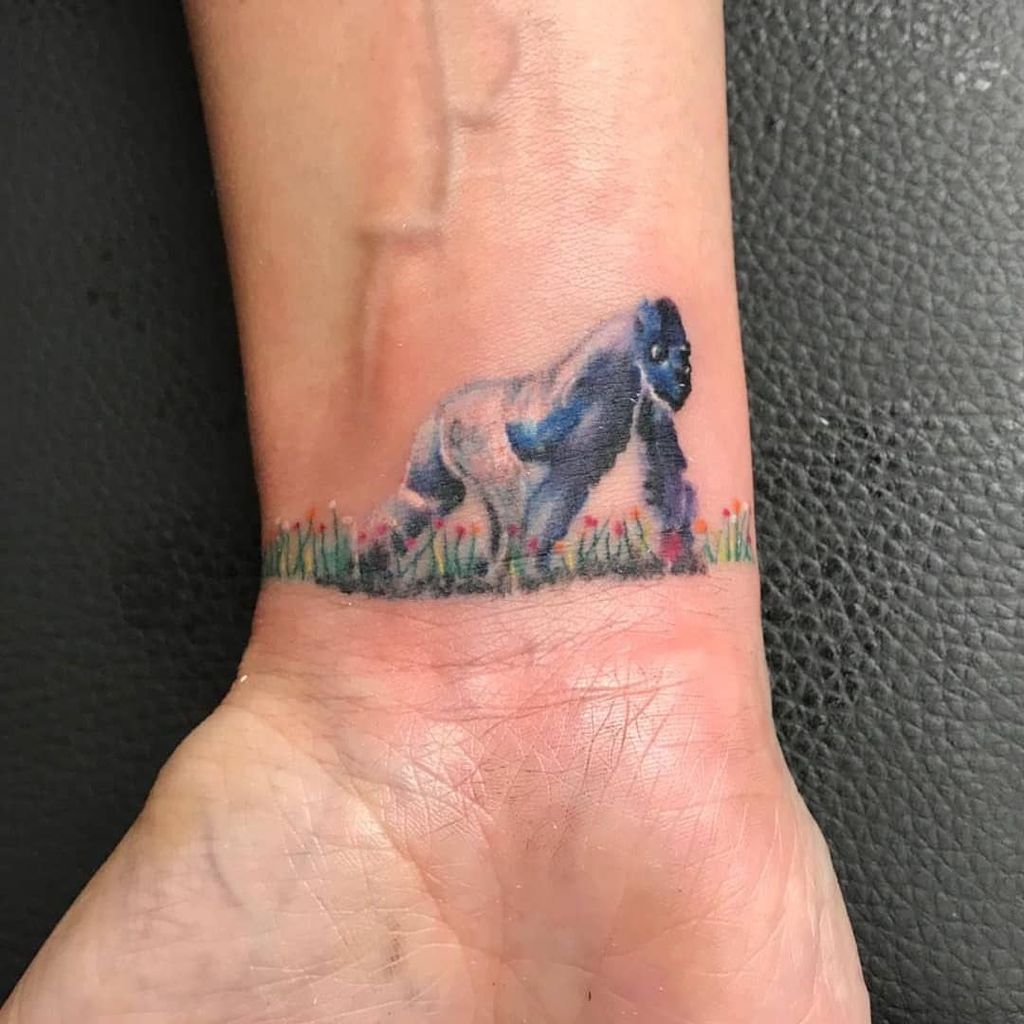 Blue Gorilla Tattoo on wrist for men