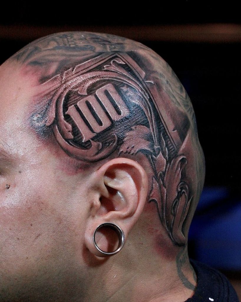 Money Tattoo on head for men