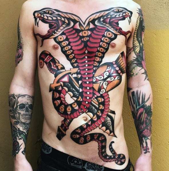 Aztec Snake Tattoo for men on chest