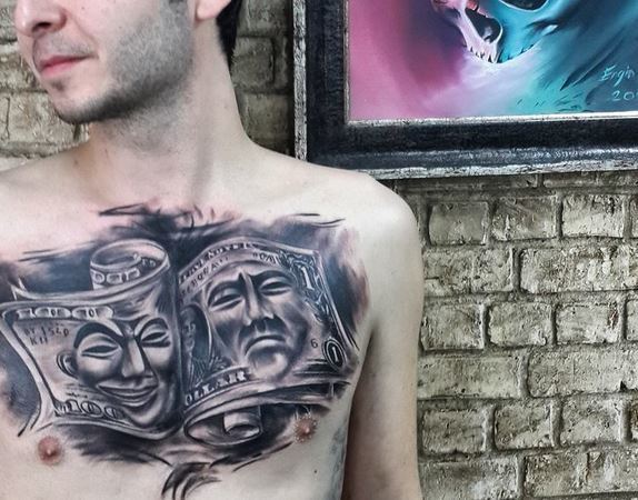 Money Tattoo on chest for men