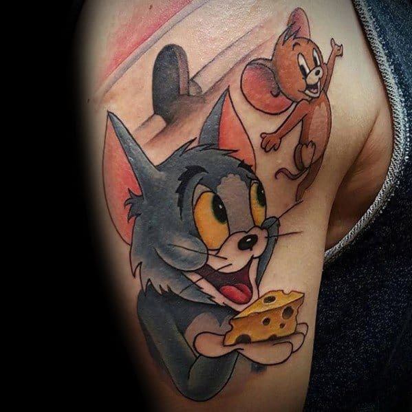 Tom & Jerry Tattoo on shoulder for men