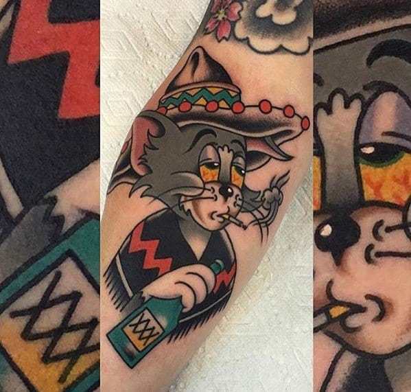 Colorful Tom Tattoo on hand