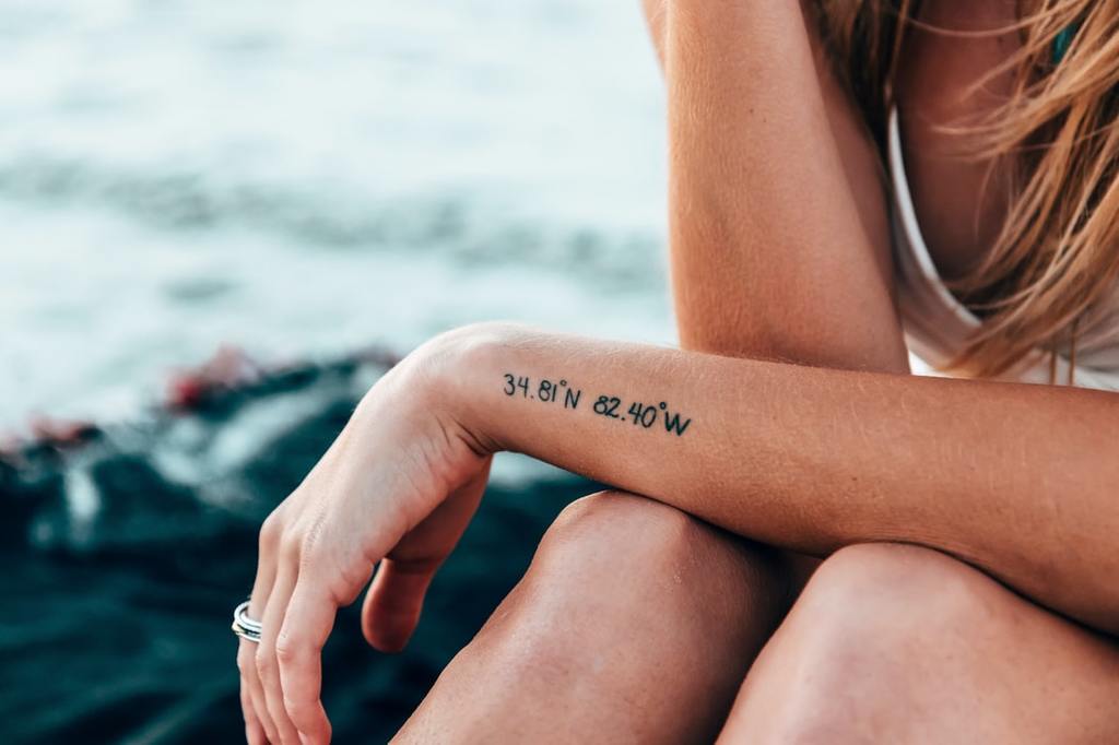 Coordinate Tattoo on wrist for women