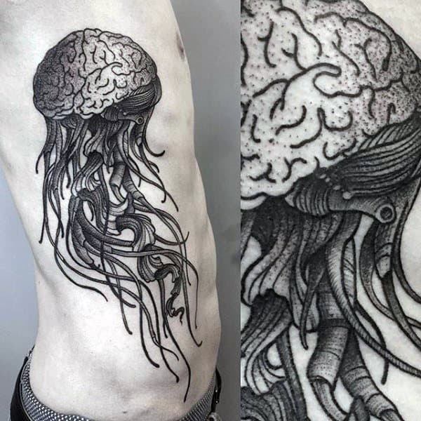 Brain tattoo on body for men
