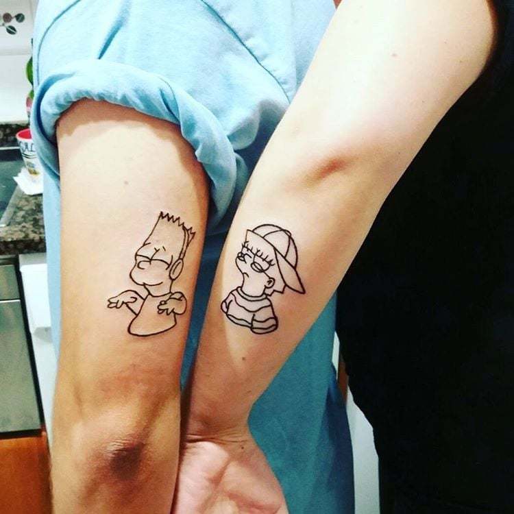 Bold Simpsons couple Tattoo 