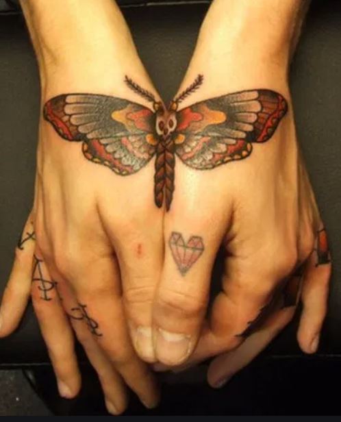 Death Moth Tattoo on hand for men