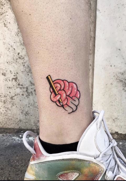 Small and cute Brain tattoo for men