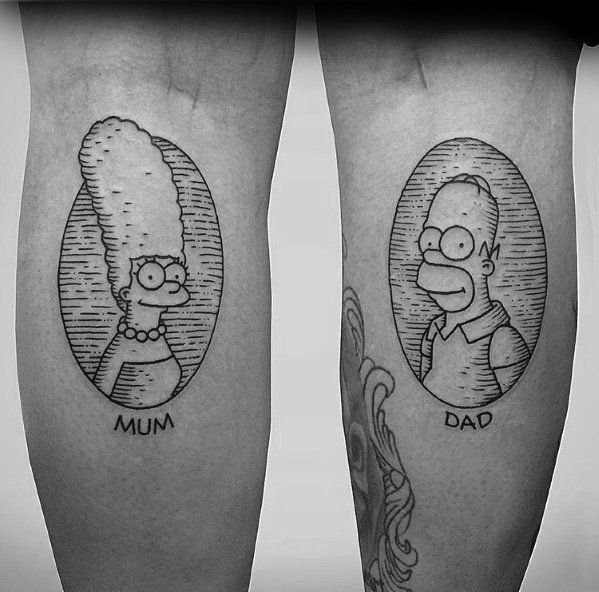 Simpsons Tattoo on leg 