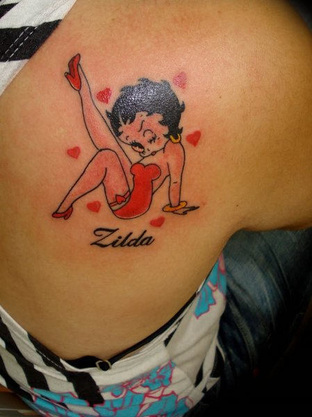 Red Dress Betty boop tattoo on leg