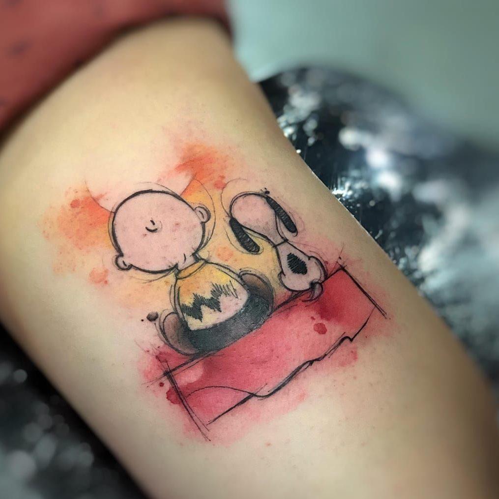 Watercolor Charlie Brown Tattoo