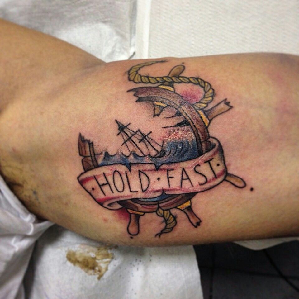 Hold fast tattoo on arm for men