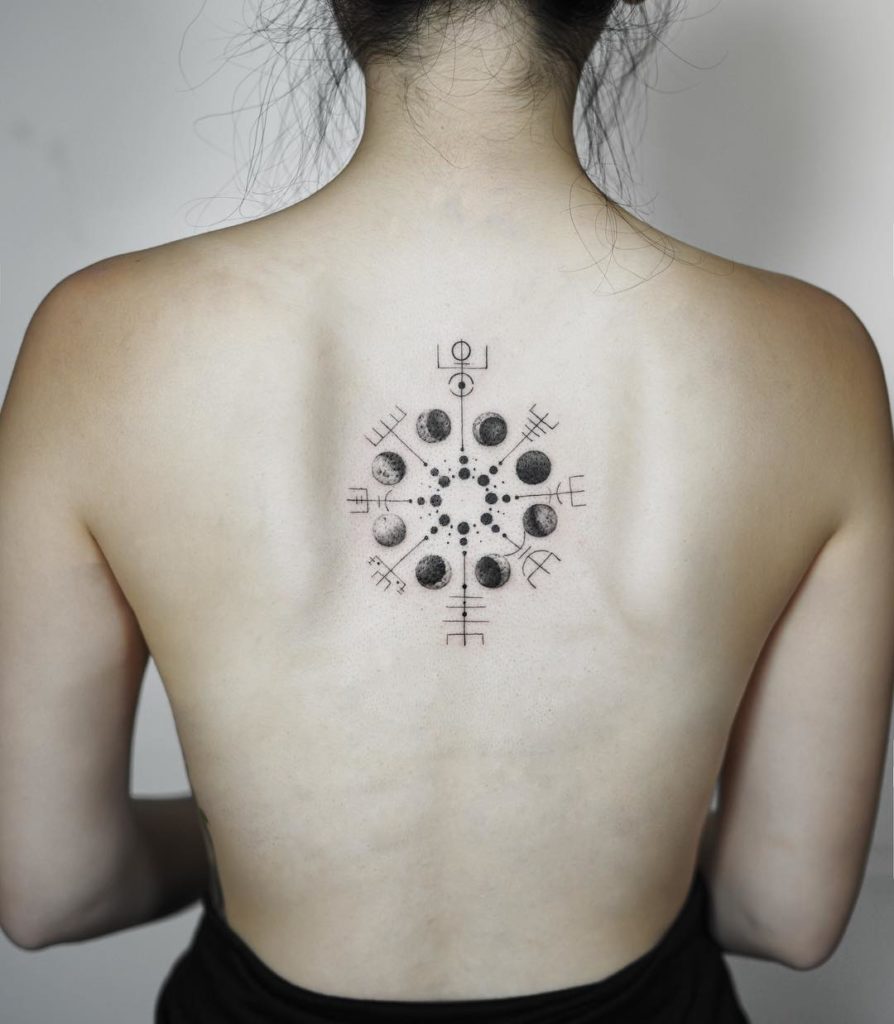 Vegvisir tattoo for women at back