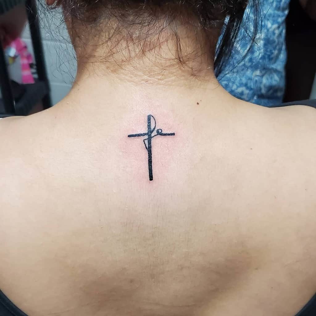 Tiny Faith Tattoo for women on neck
