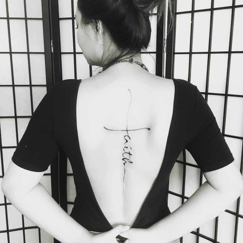 Faith Tattoo at back for women