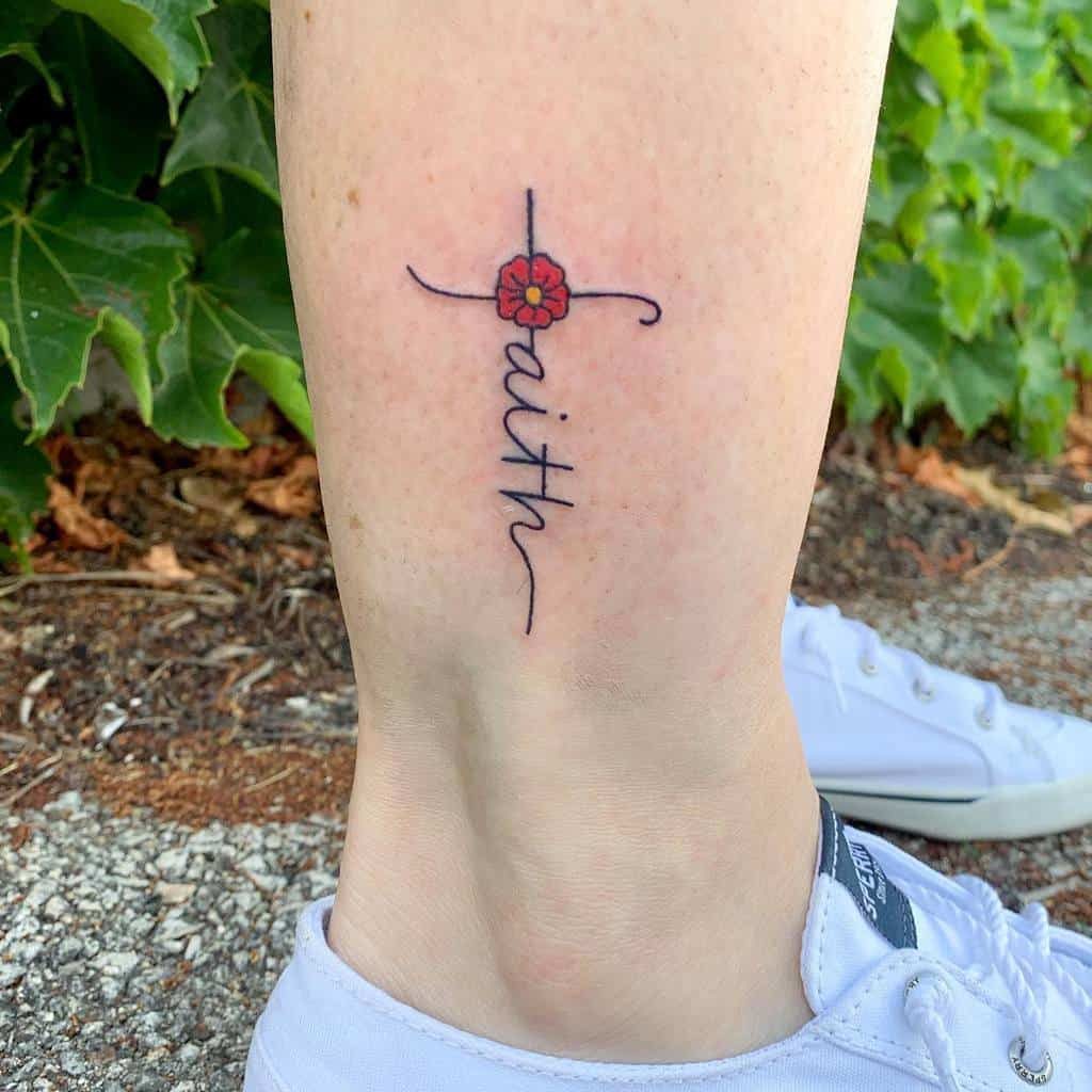 Amazing Faith Tattoo on leg for women