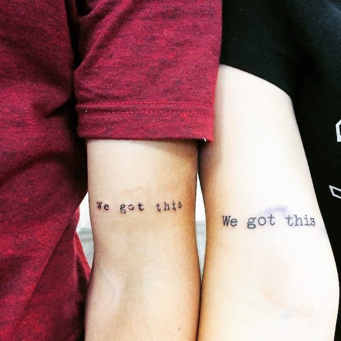 Words Tattoo for couple on arm