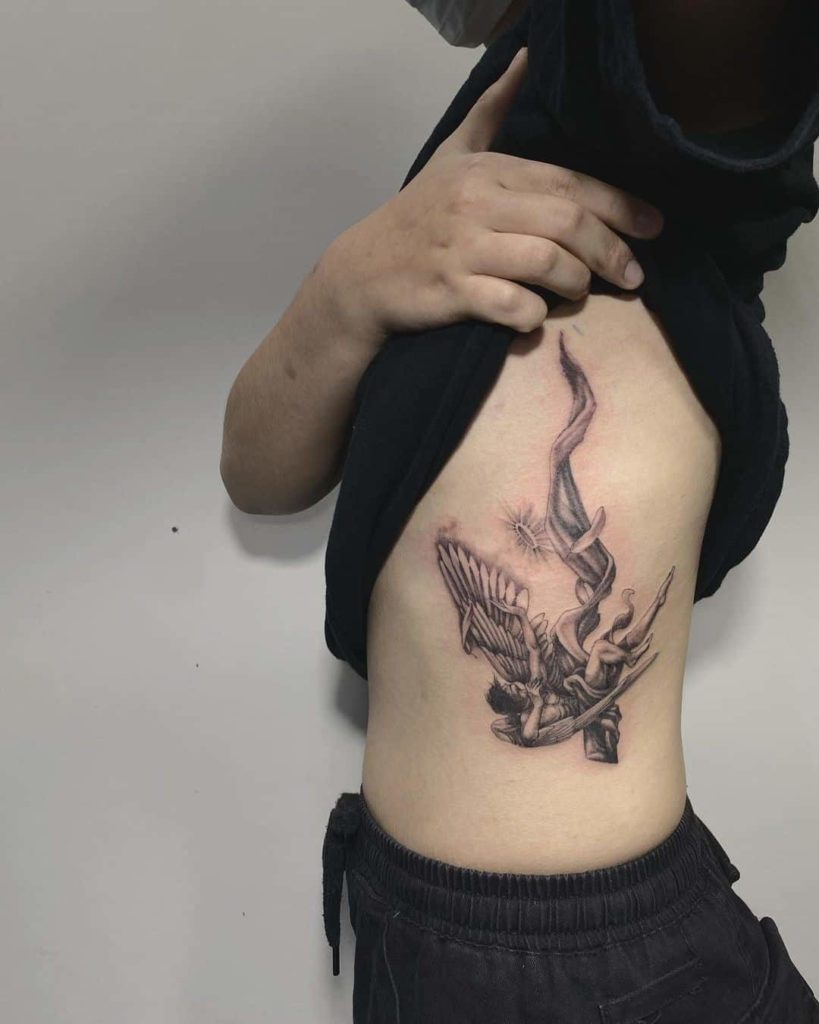 Fallen Angel tattoo on body