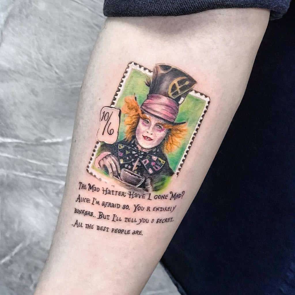 Mad Hatter Tattoo on hand for men