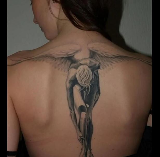 Beautiful angel wings tattoo for women