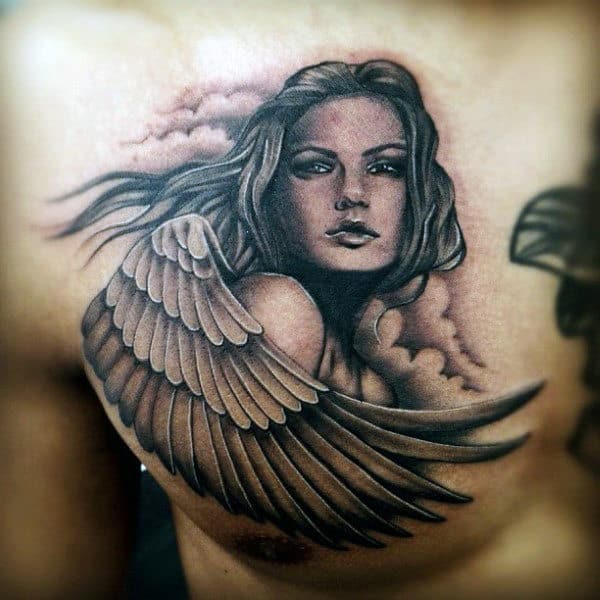 Black and Bold wings tattoo for men