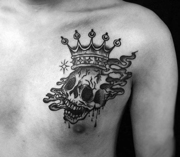 Skull with Crown tattoo for men on chest