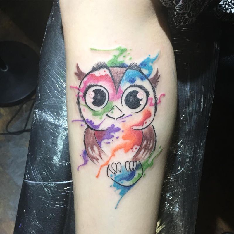 Baby owl tattoo for men
