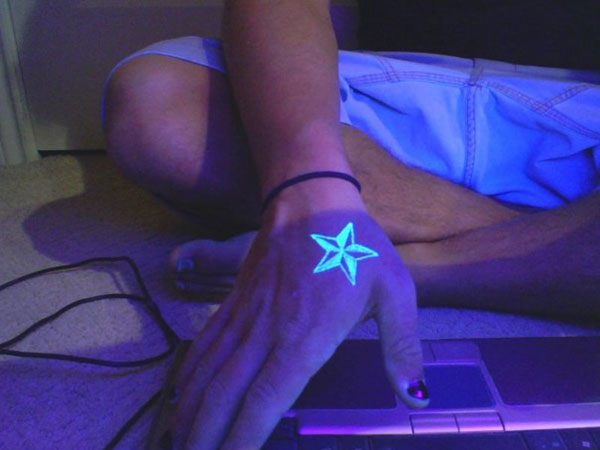 Star UV Light Tattoo for men