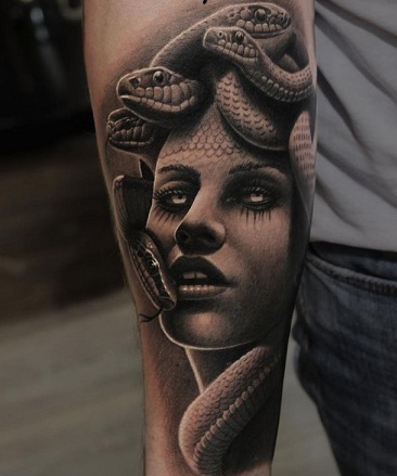 Medusa Sketch Tattoo on hand for men 