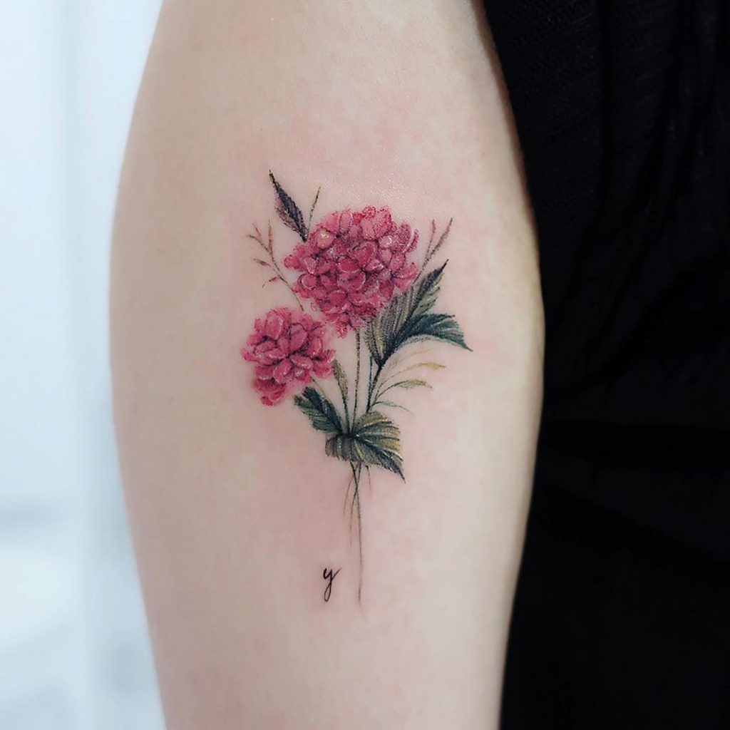 Hydrangea Flower Tattoo  Blue flower tattoos White flower tattoos Small  tattoos
