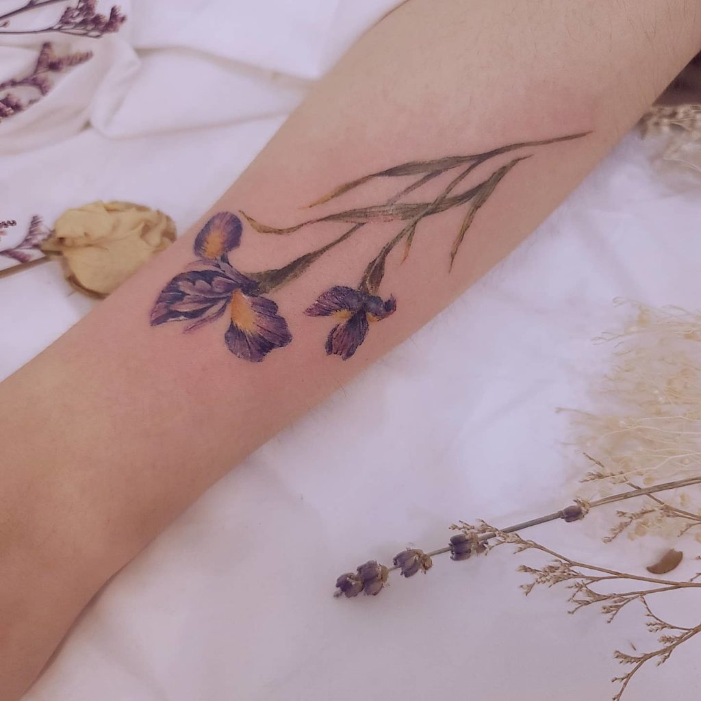 Iris flower tattoo