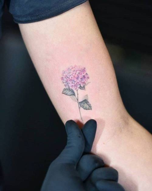 Minimalist Hydrangea Tattoo