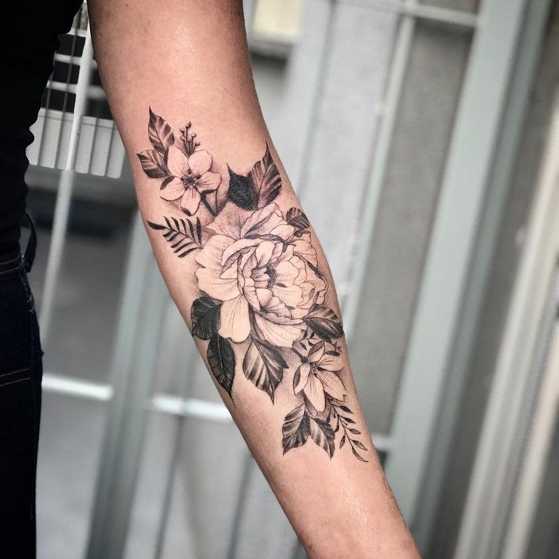 Classy Flower Sketch Tattoo for women on hand