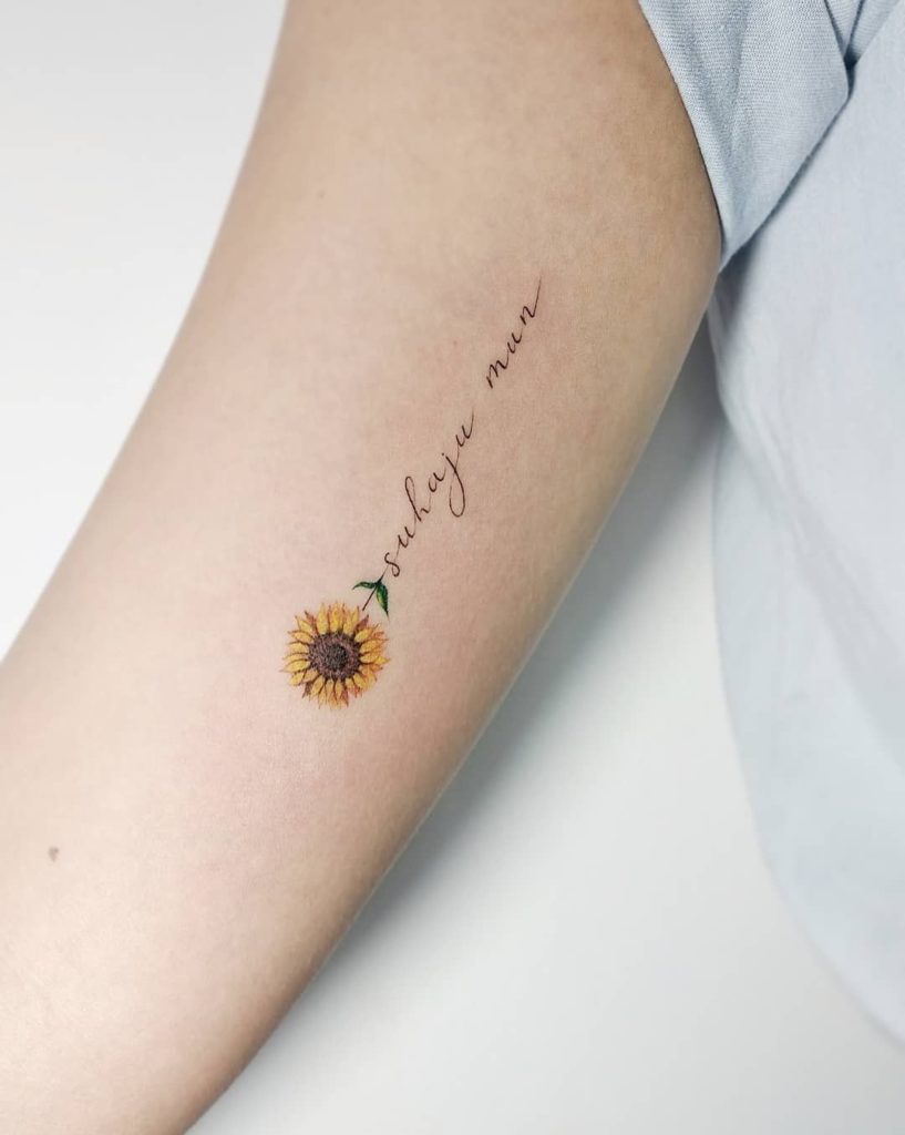 Sunflower tattoo with quotes 