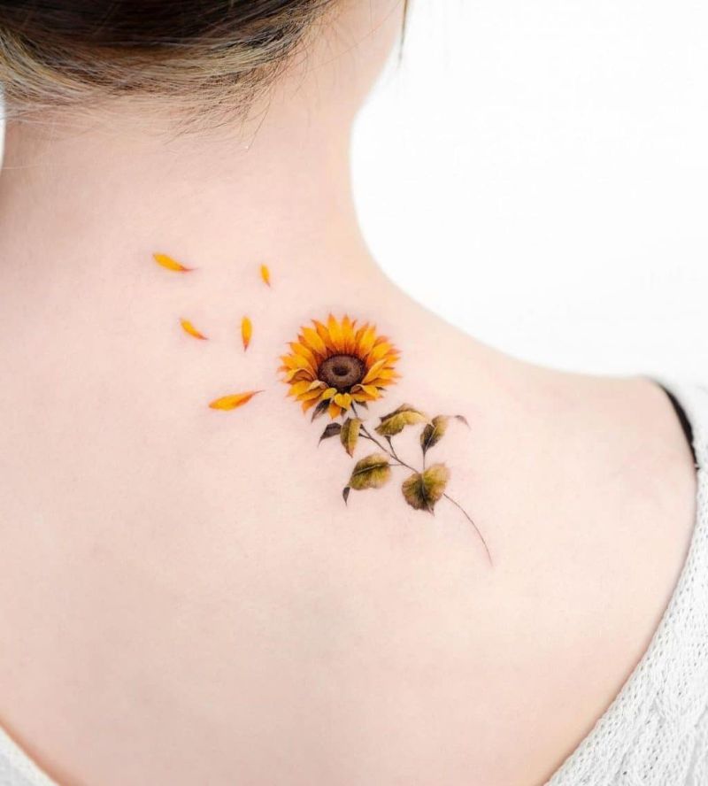 Longevity / Vitality / Good Luck of sunflower tattoo for women