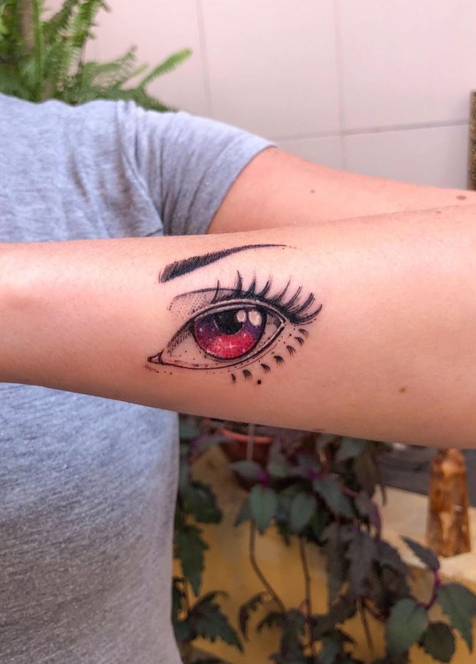 Eyelash Tattoo on hand for women