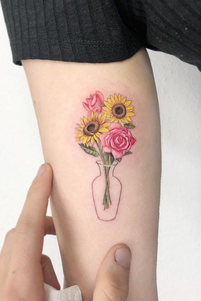 Sunflower vase Tattoo