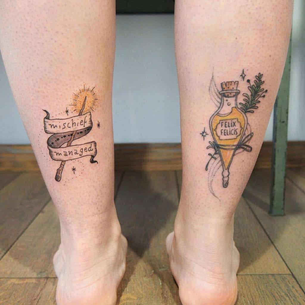 Harry Potter obstacles Tattoos for men on leg