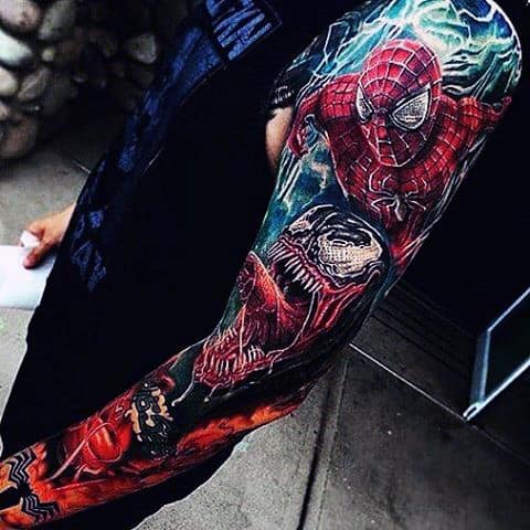 Sleeve spider man tattoo for men