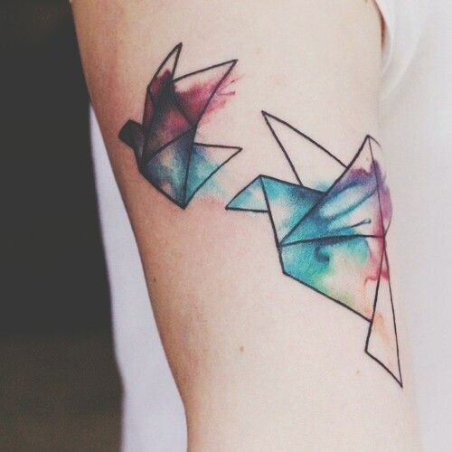 Watercolor pop art tattoo on forearm for women