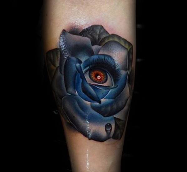 Blue Flower tattoo for women