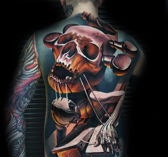 Colourful back tattoo for men 