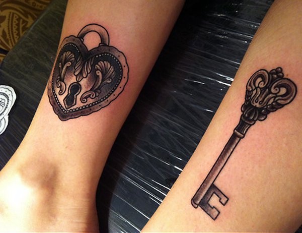 Lock and Key tattoo for couple 